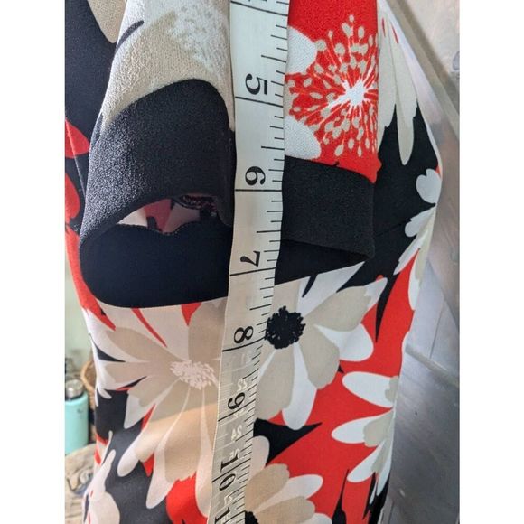 Tommy Hilfiger Dress Women's Size 4 Red Black Floral Pockets A Line Mini - Picture 8 of 13